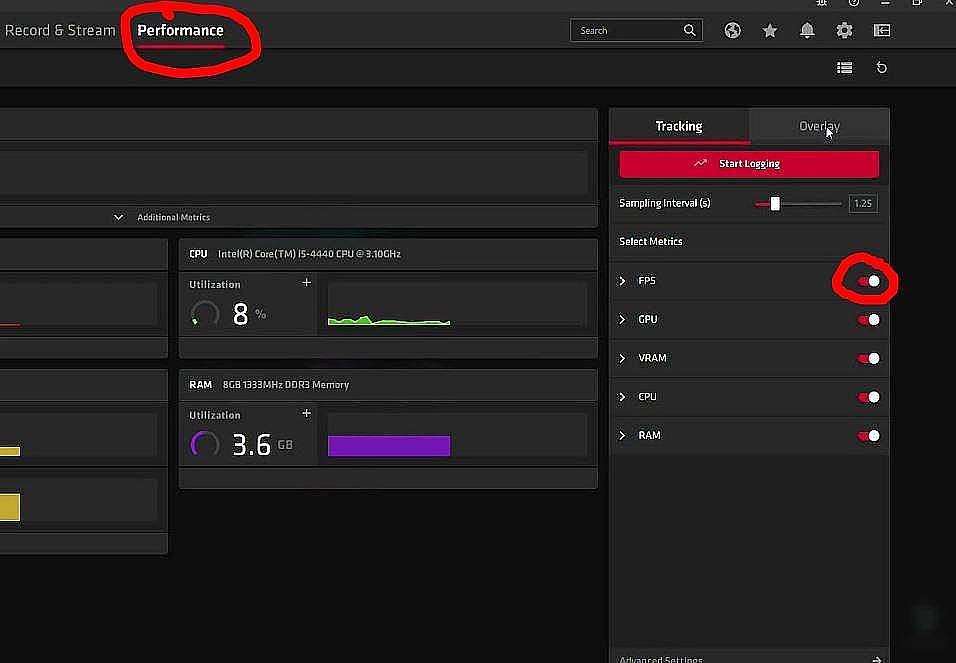 Enabling FPS using AMD Software