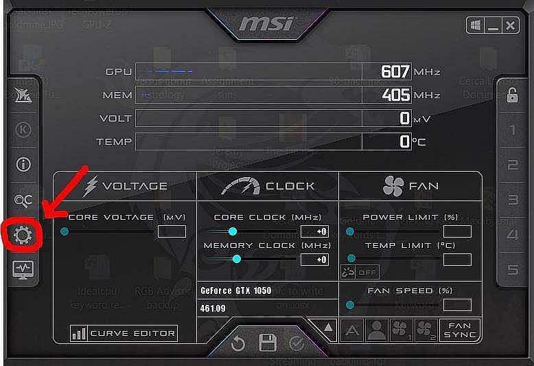 MSI Afterburner interface 