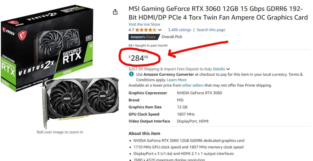 cost of a graphics card is around $284 dollar, this is the cheapest card right now on Amazon