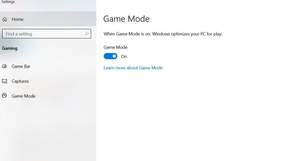 Enable Game Mode to boost gaming performance